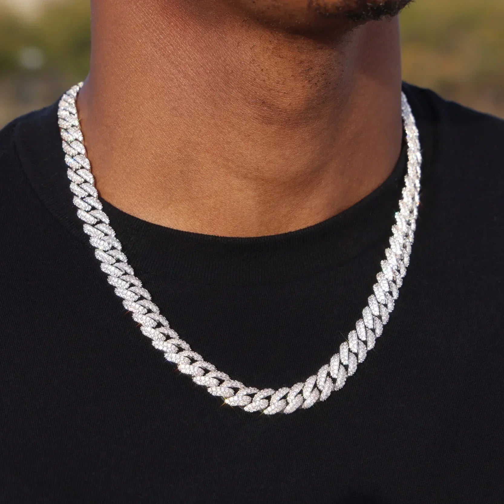 Iced out Cuban link chain worn on neck — Iced Karats West Coast styling guide