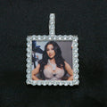 Custom Moissanite Square Photo Pendant - 925 Silver
