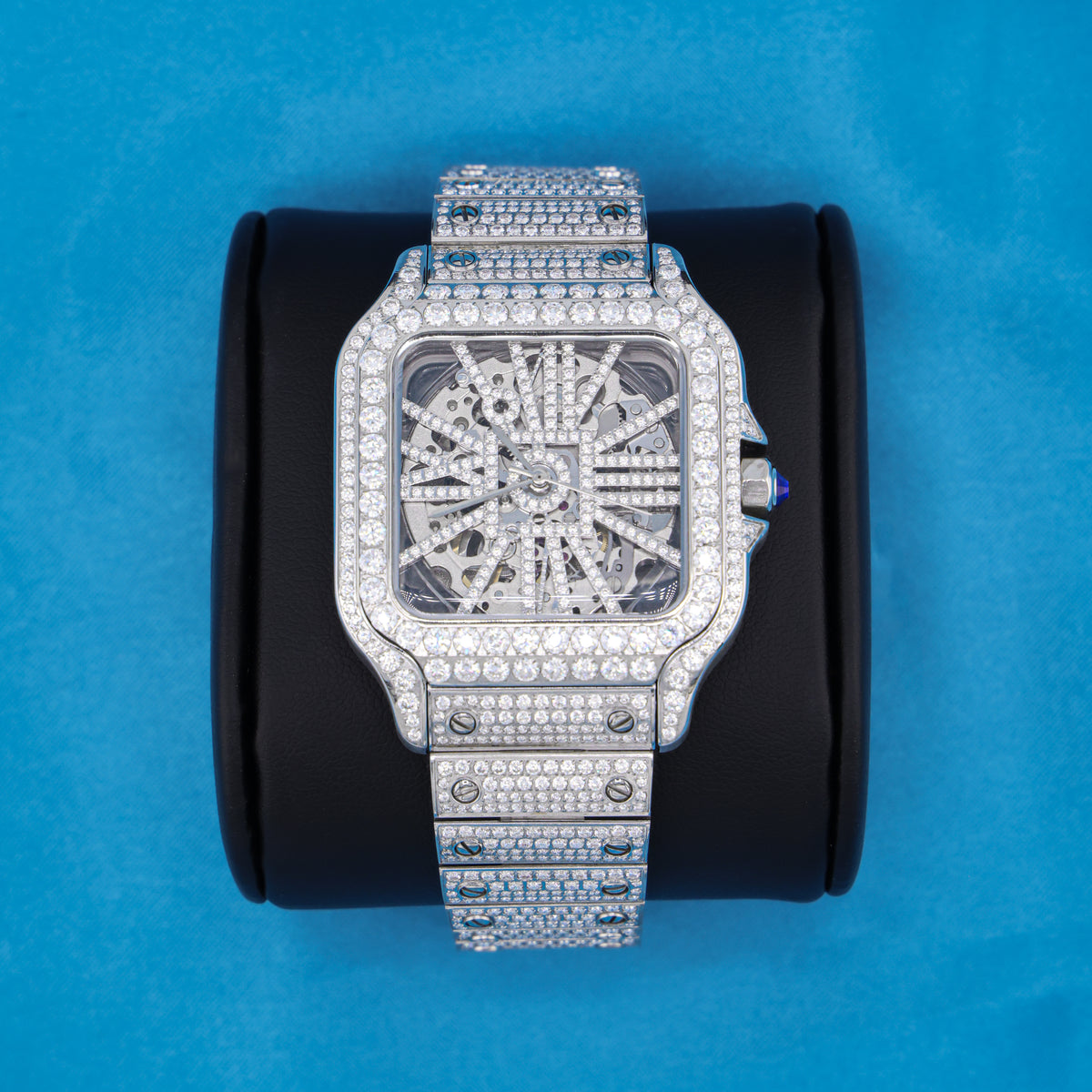 14.1 ct Moissanite Skeleton Watch - Premium 316L Stainless