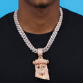 Big Rose Crown Jesus Pendant - Rose Gold