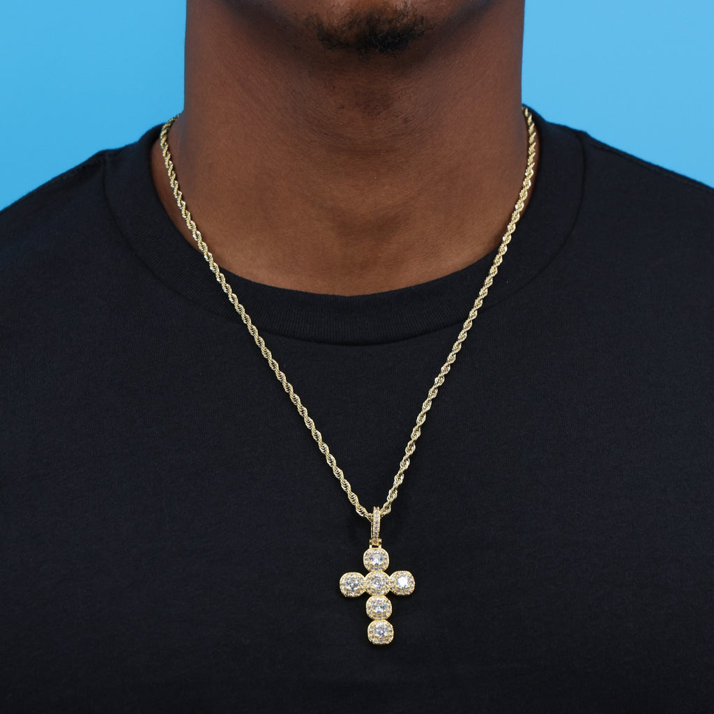 Stone Cross Pendant - Gold