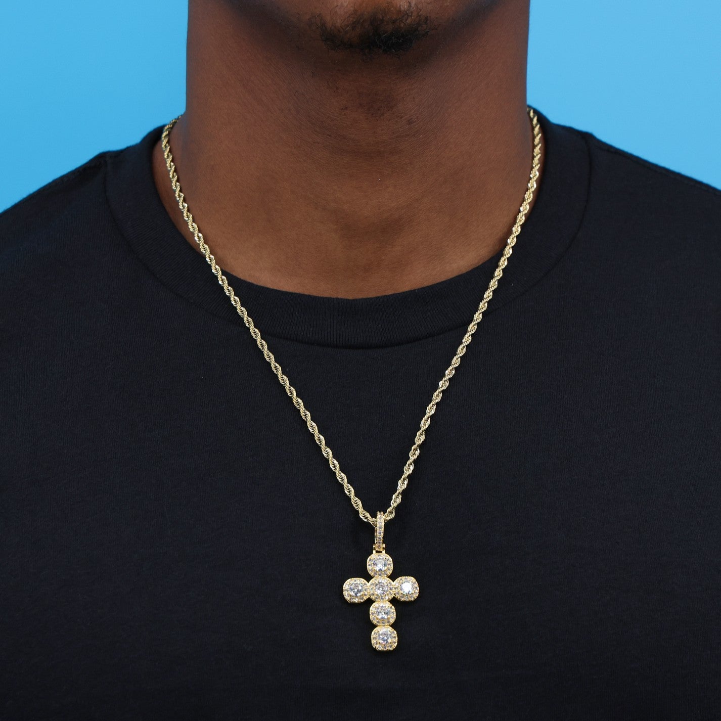 Stone Cross Pendant - Gold
