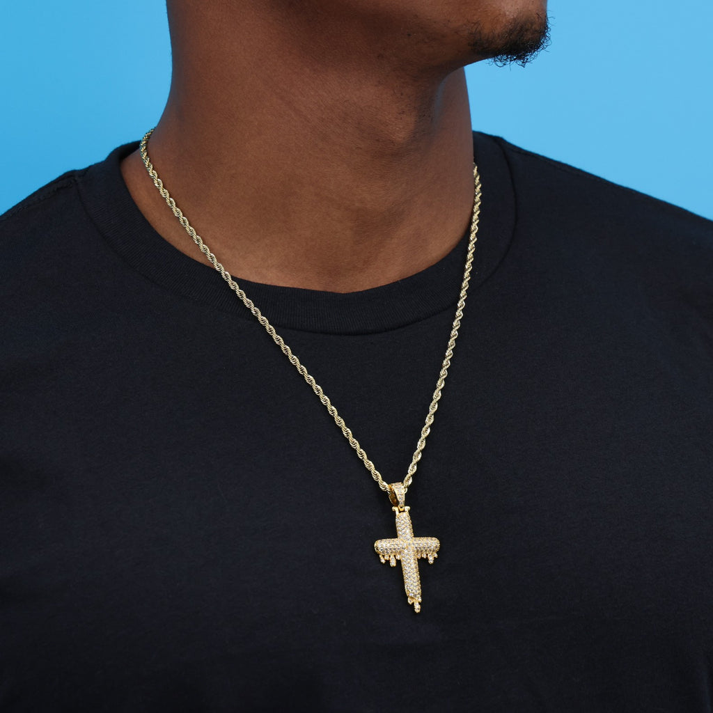 Drip Cross Pendant - Gold