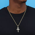 Diamond Ankh Cross Pendant - Gold