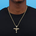 Iced Out Uzi Gun Pendant - Gold