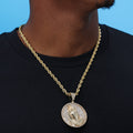 Iced Out Praying Hands Medallion Pendant - Gold