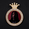 Custom Iced Crown Photo Pendant - Gold