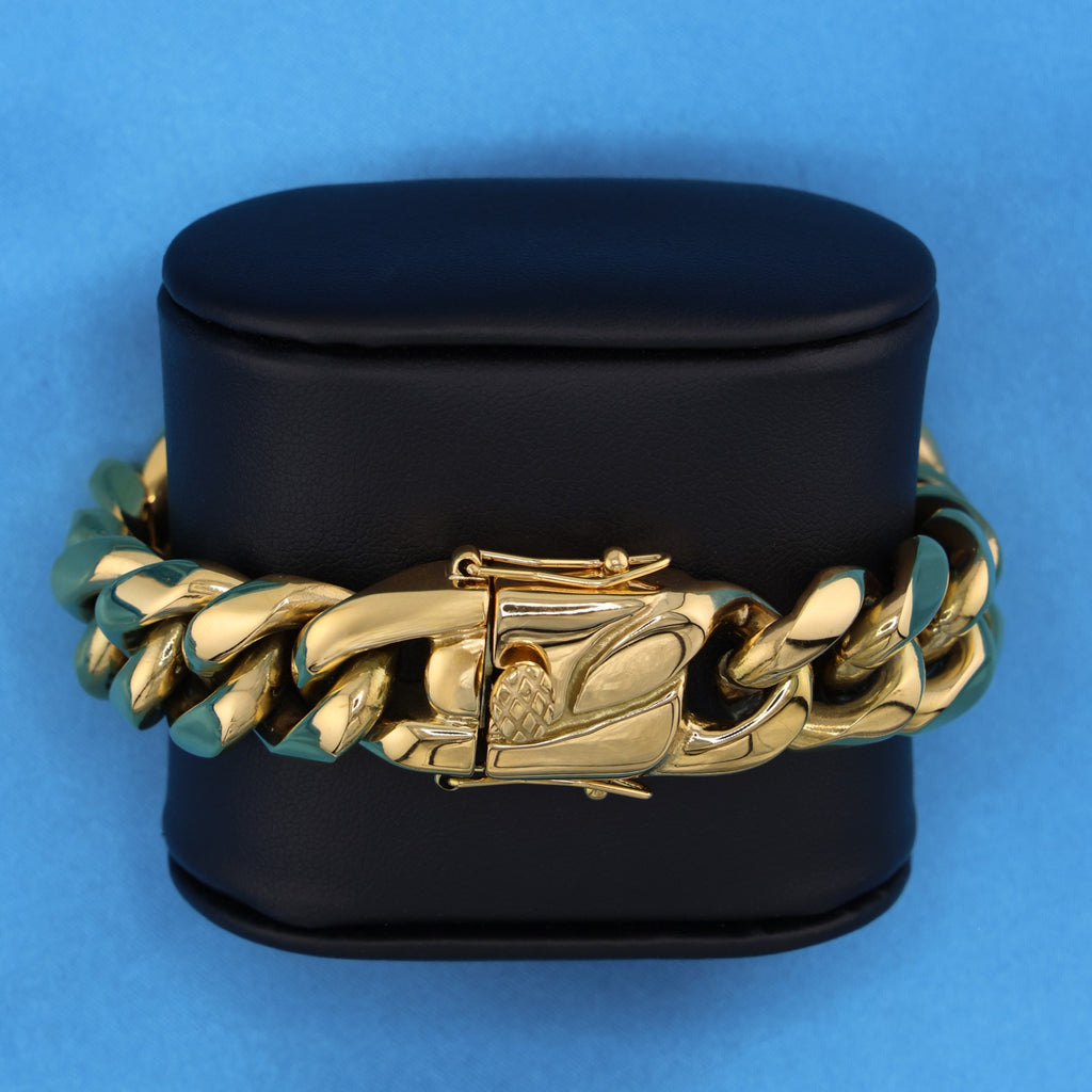 18mm Miami Cuban Bracelet - Gold