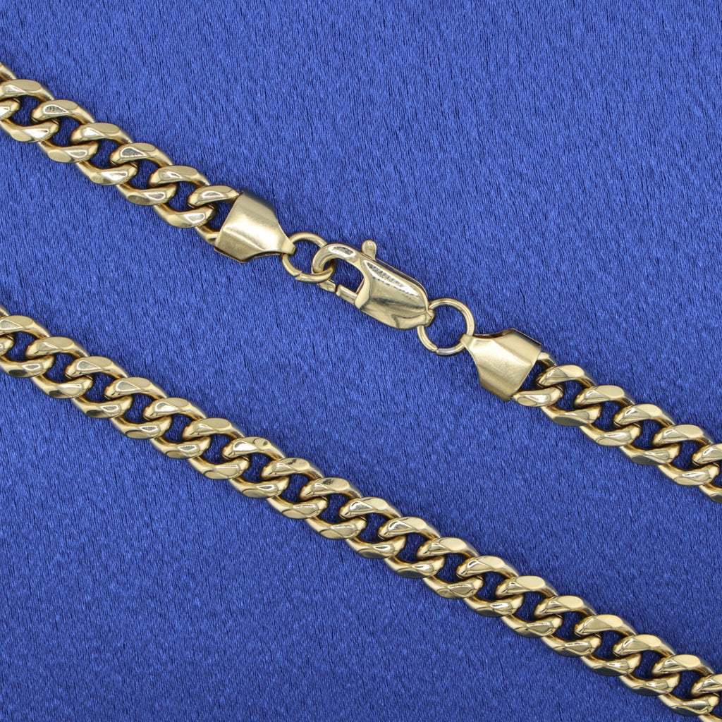 7mm Cuban Curb Chain - Gold