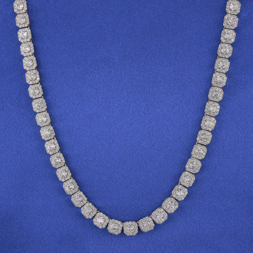 10mm Moissanite Clustered Tennis Chain - 925 Silver