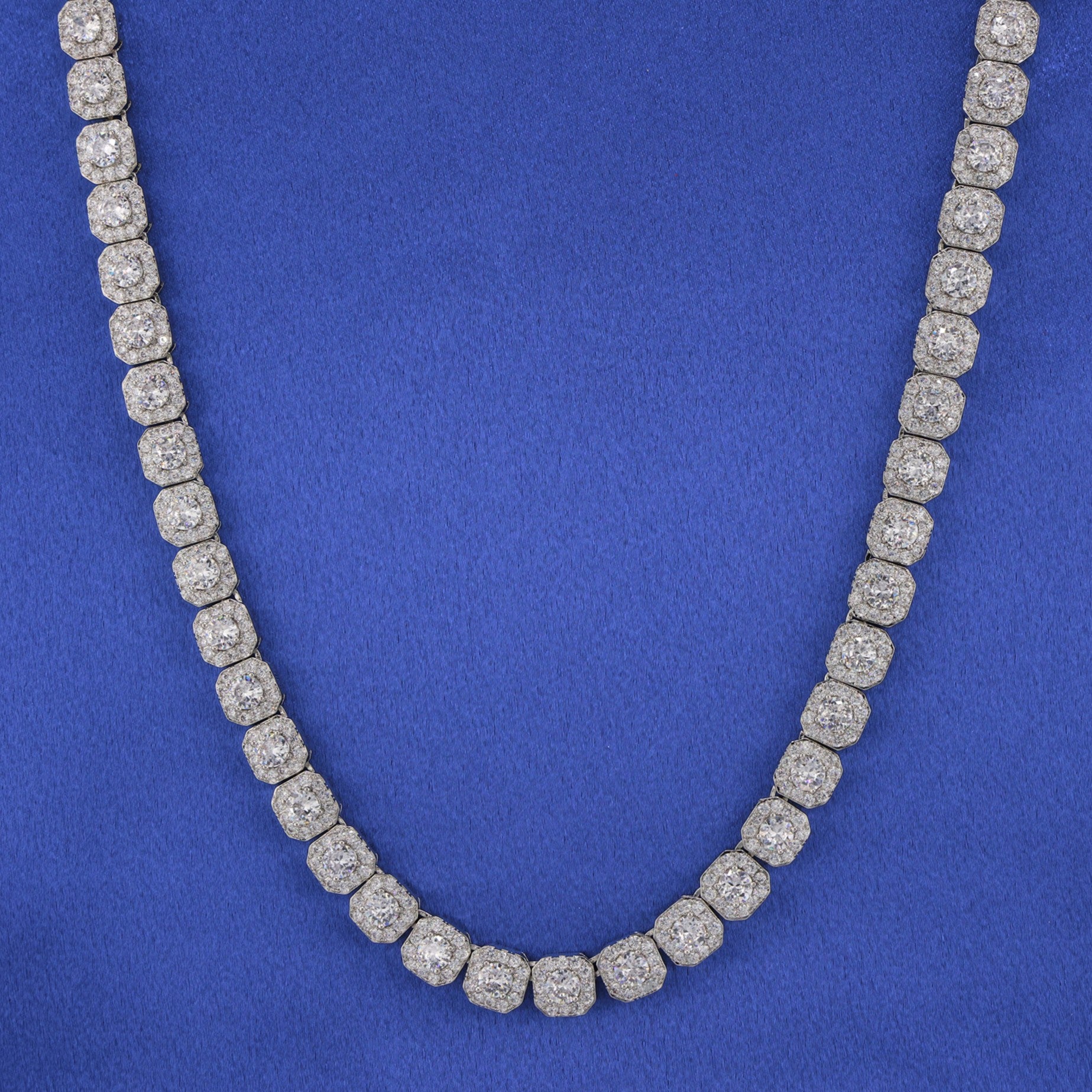 10mm Moissanite Clustered Tennis Necklace - 925 Silver