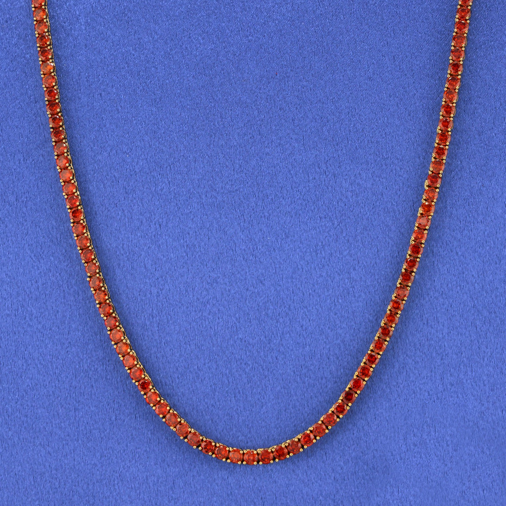 4mm Red Tennis Necklace - Gold