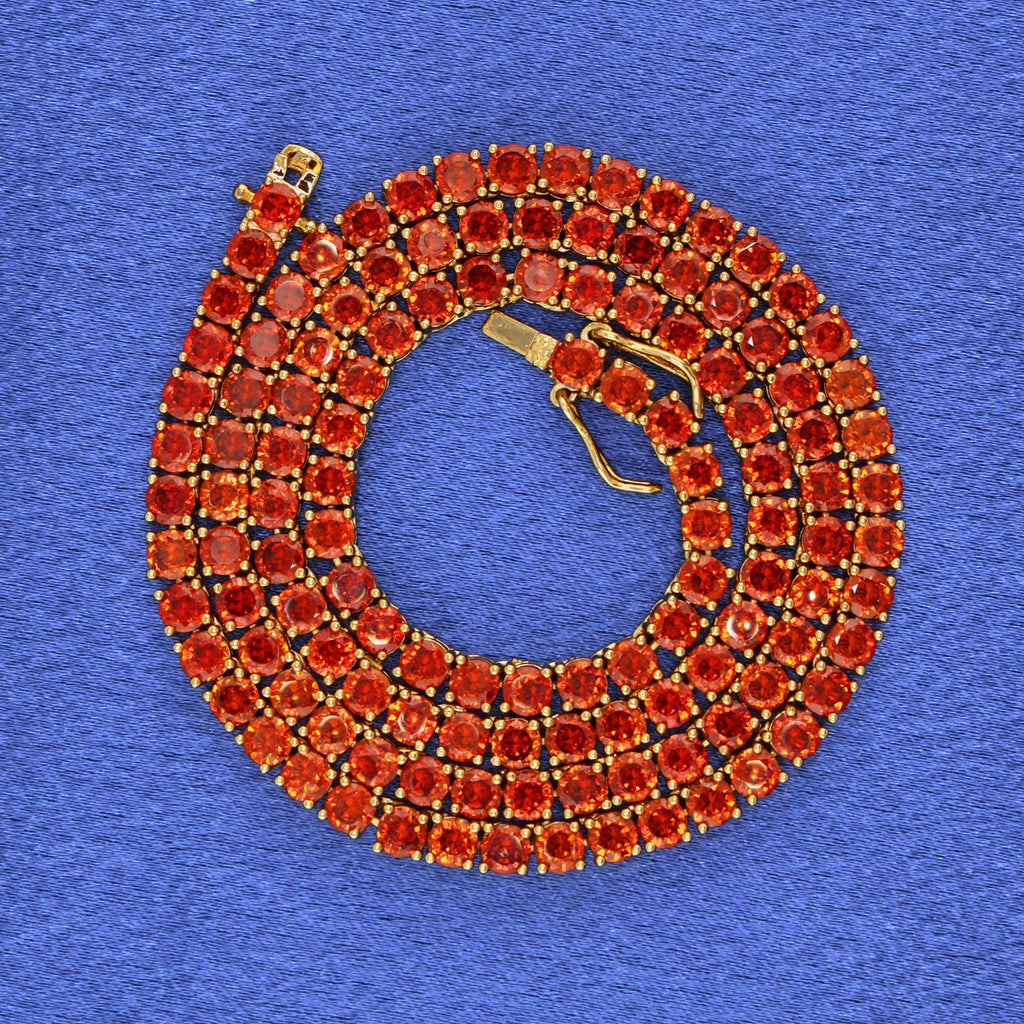4mm Red Tennis Necklace - Gold