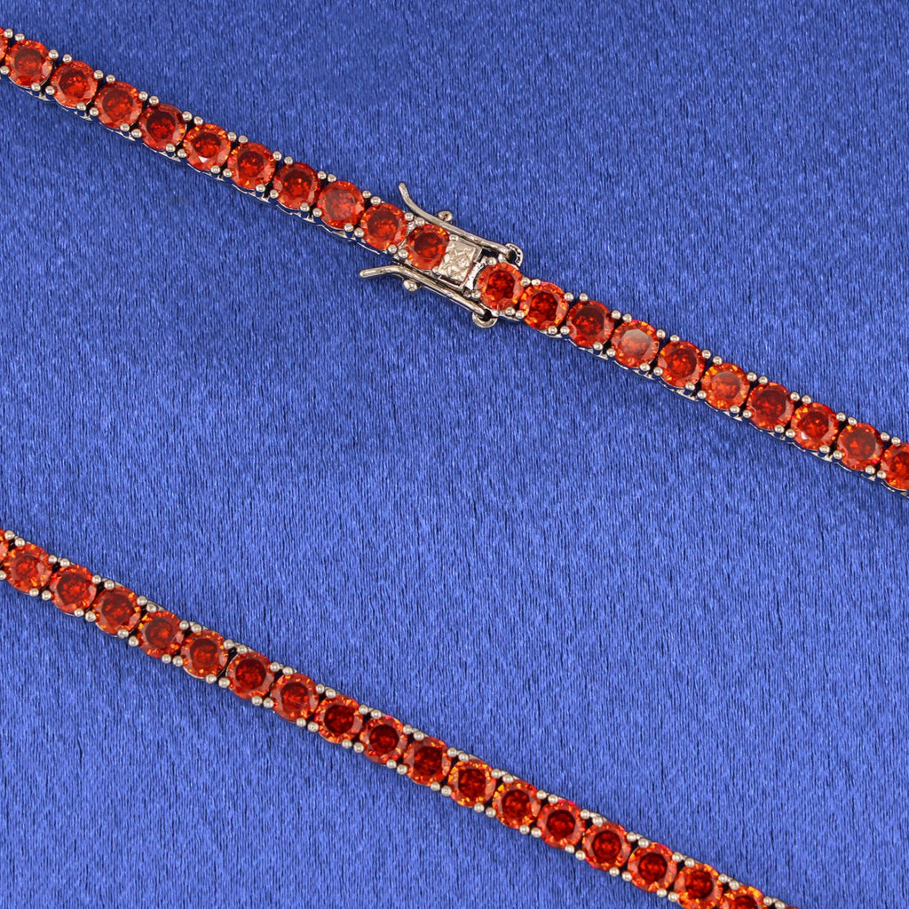 4mm Red Tennis Chain - White Gold