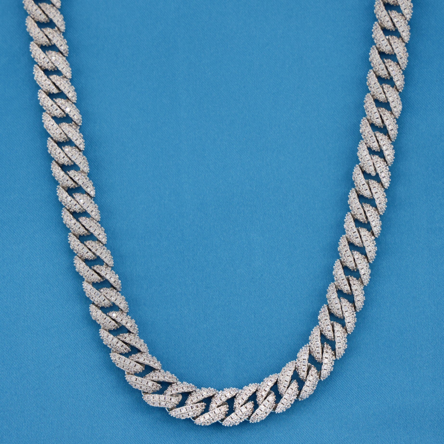 10mm Iced Out Cuban Chain - White Gold