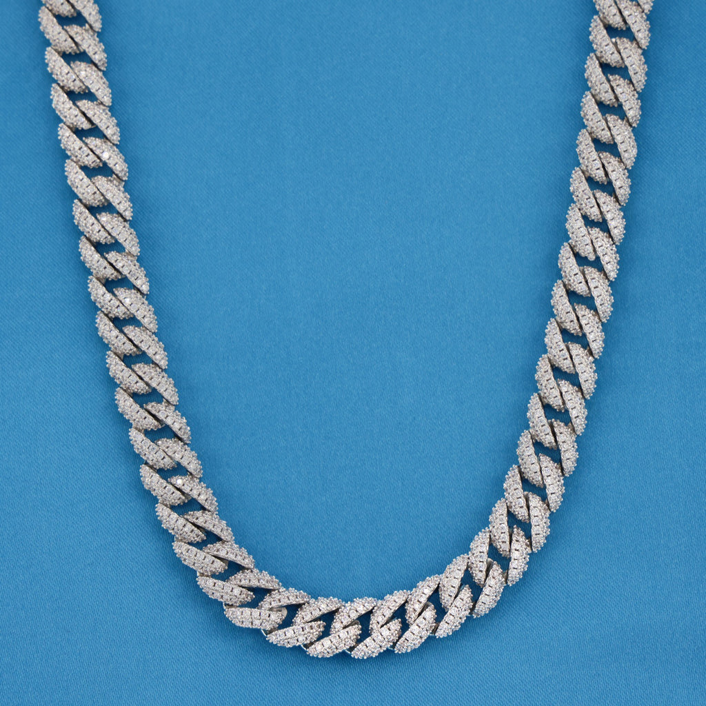 10mm Iced Out Cuban Necklace - White Gold