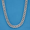 10mm Iced Out Cuban Necklace - White Gold