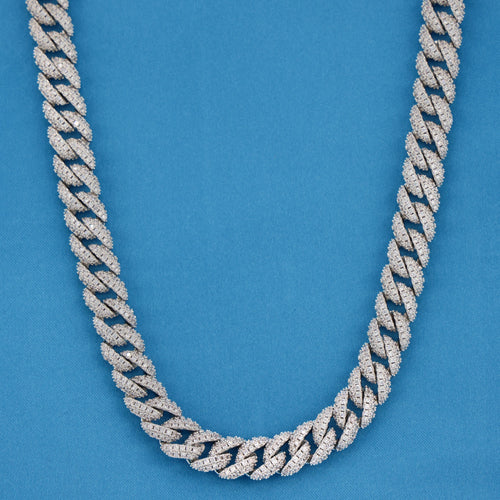 10mm Moissanite Cuban Link Chain - 925 Silver