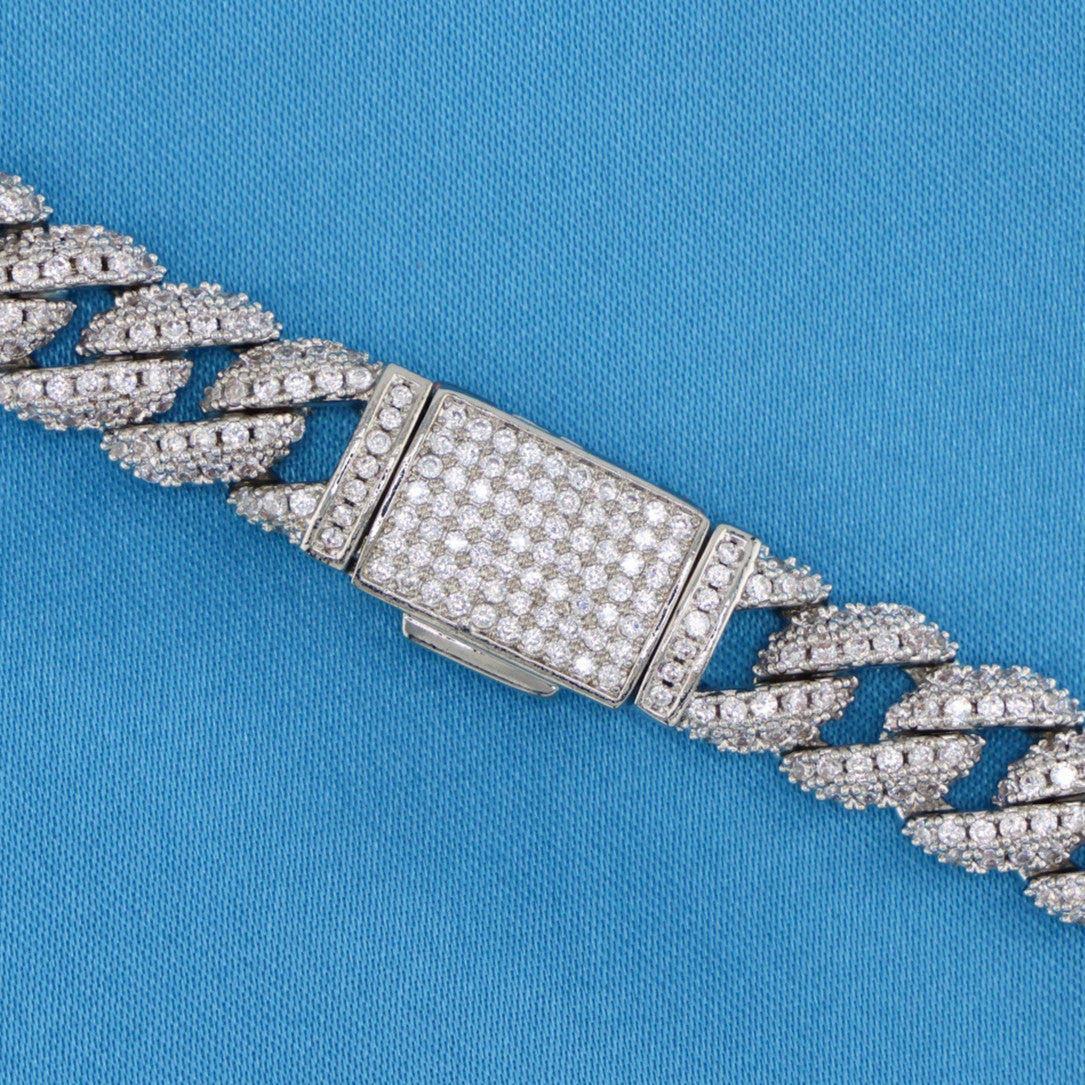 10mm Iced Out Cuban Chain - White Gold