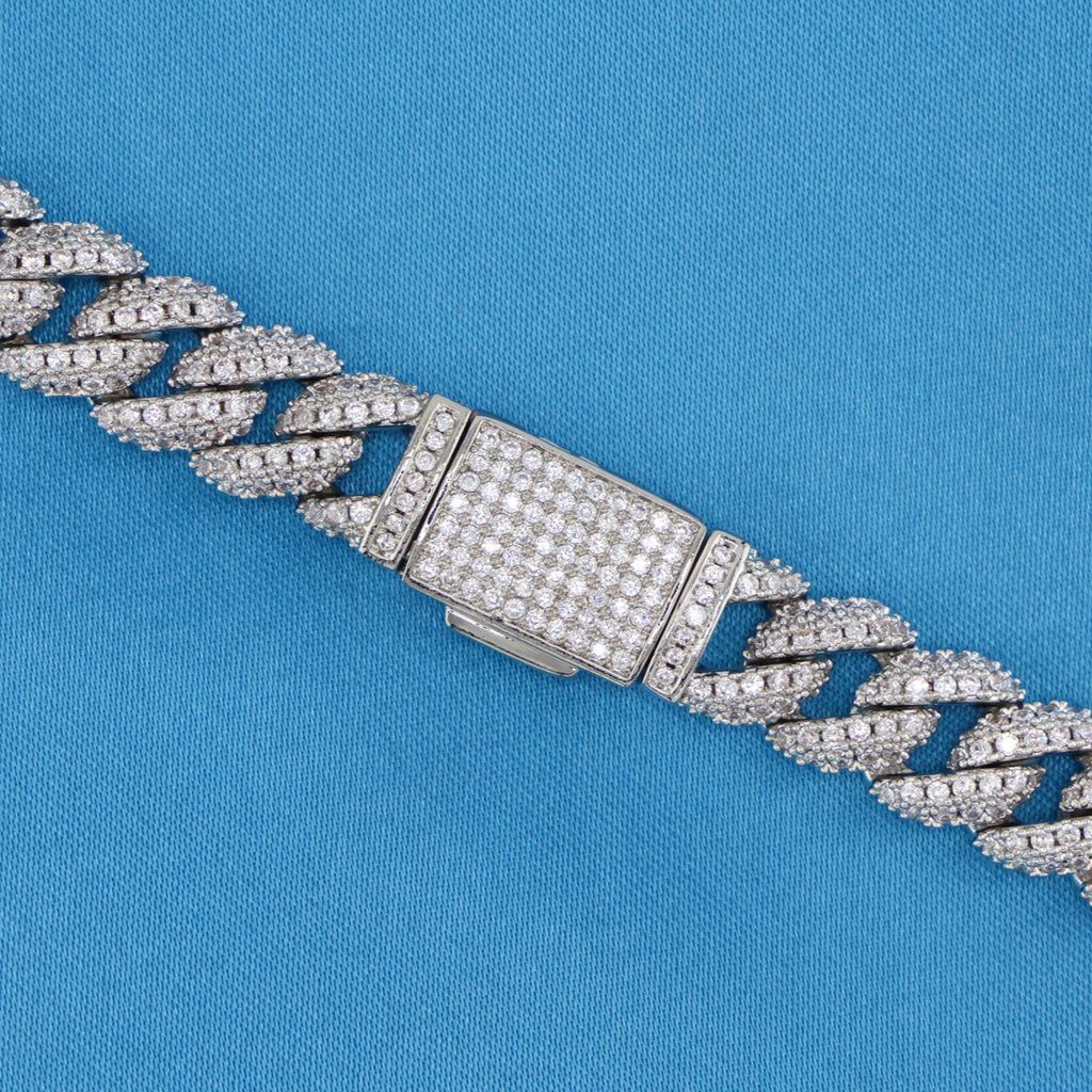 10mm Iced Out Cuban Necklace - White Gold