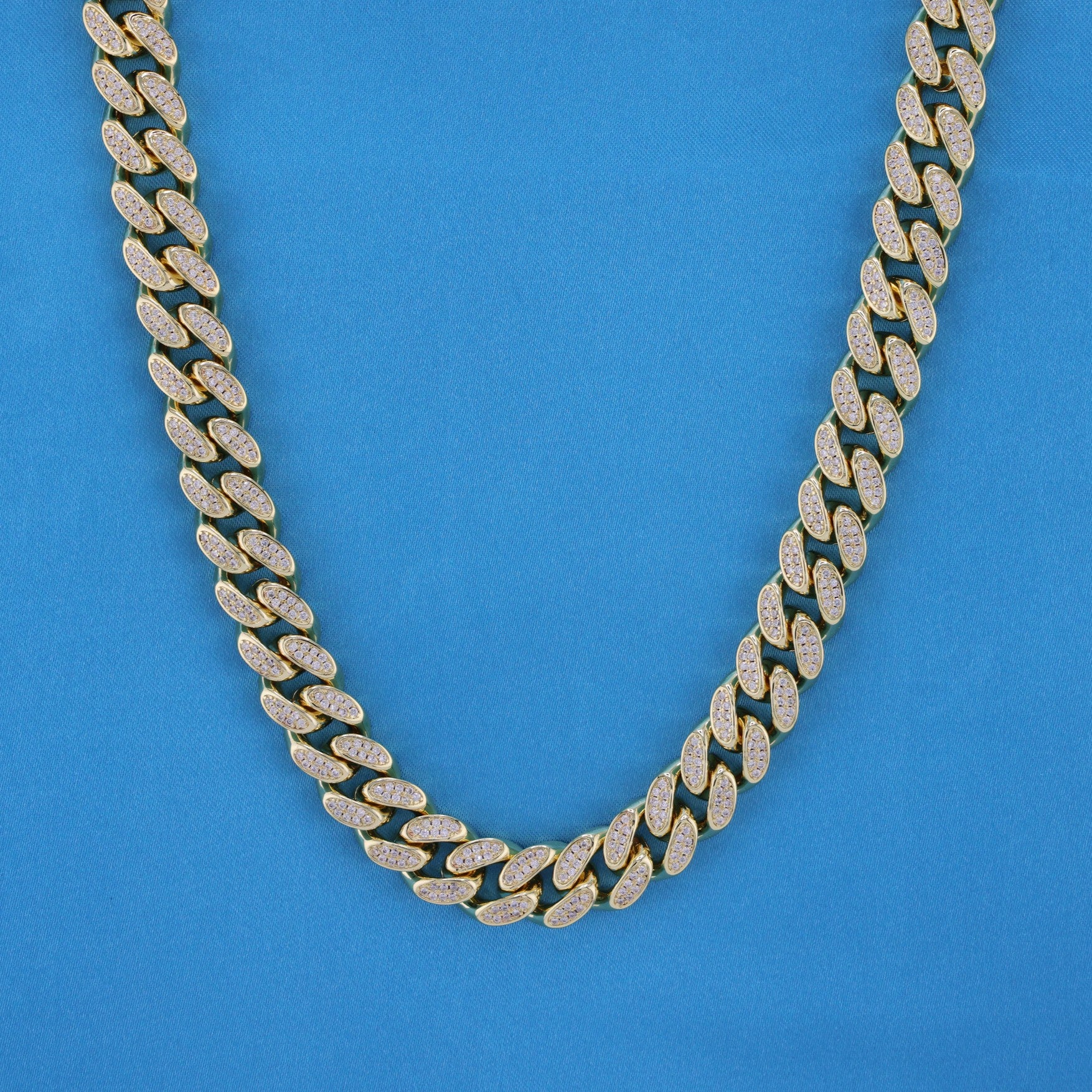 12mm Iced Out Miami Cuban Chain - Gold