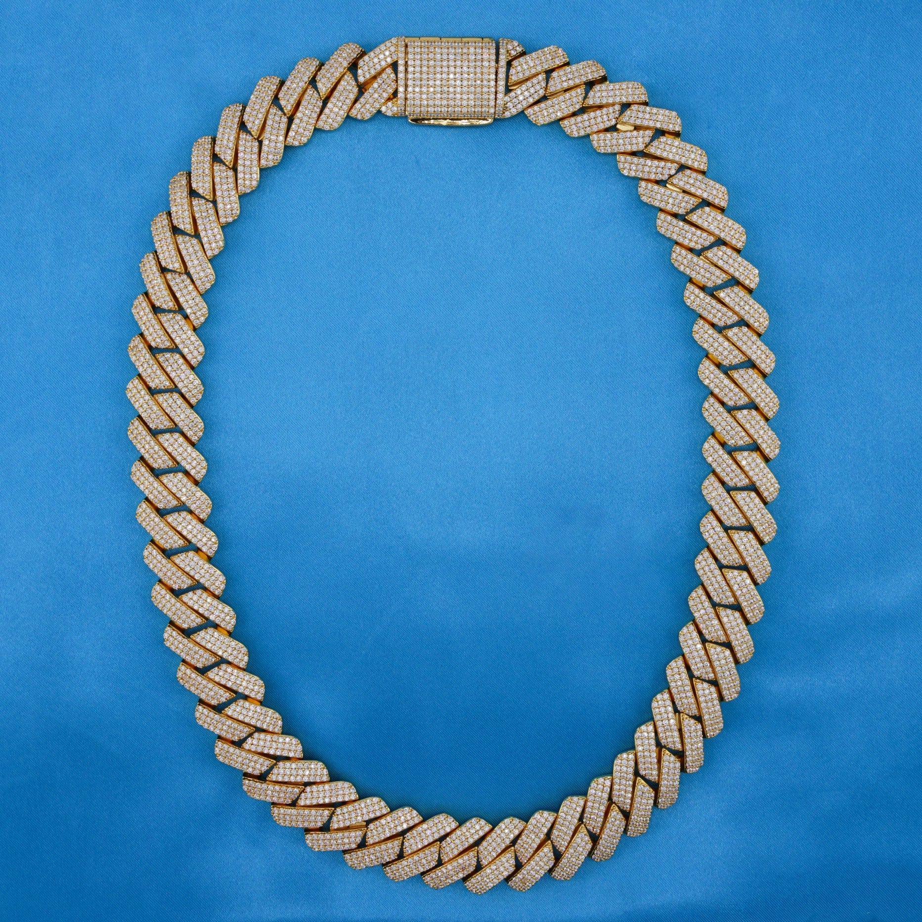 19mm Diamond Prong Link Cuban Necklace - Gold