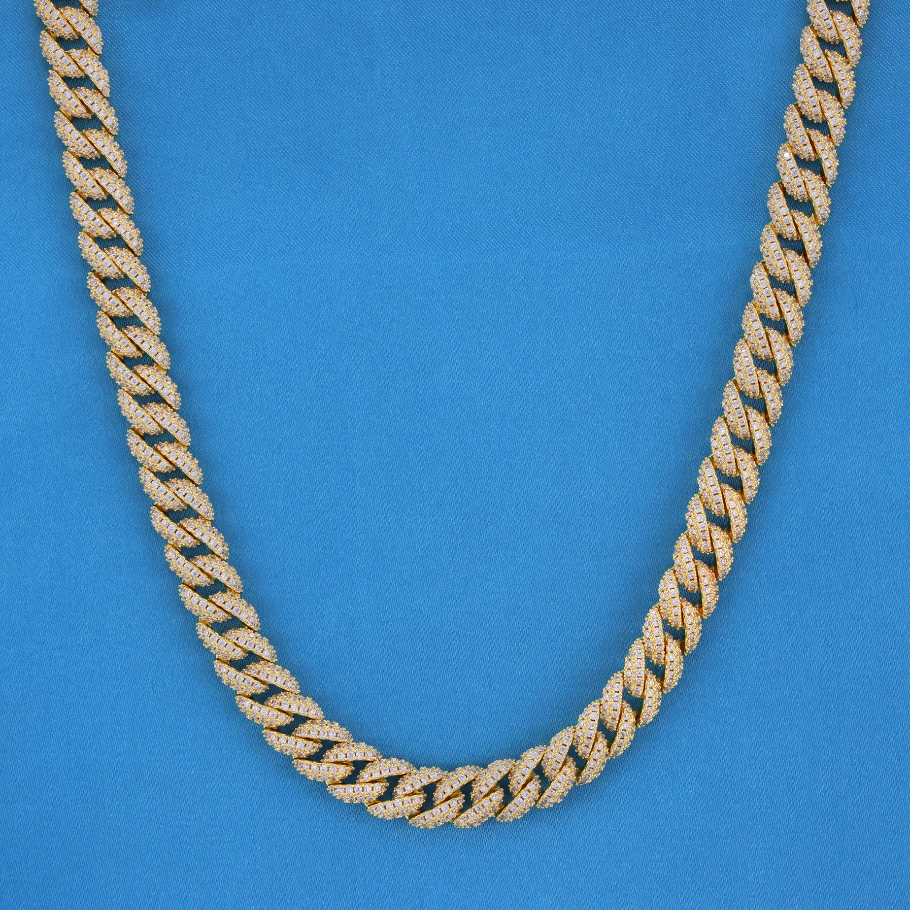 10mm Iced Out Cuban Chain - Gold