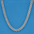 10mm Diamond Prong Link Cuban Necklace - White Gold