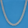 8mm Diamond Prong Link Cuban Chain - White Gold