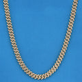 8mm Diamond Prong Link Cuban Chain - Gold