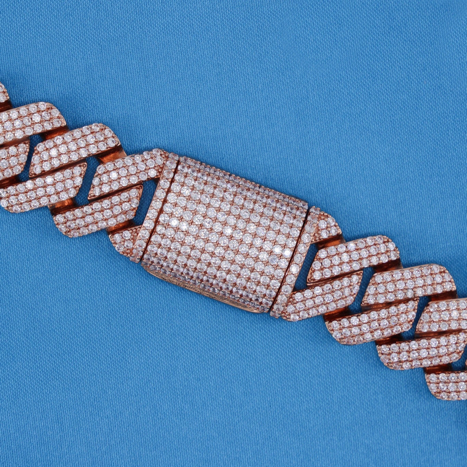 19mm Diamond Prong Link Cuban Chain - Rose Gold