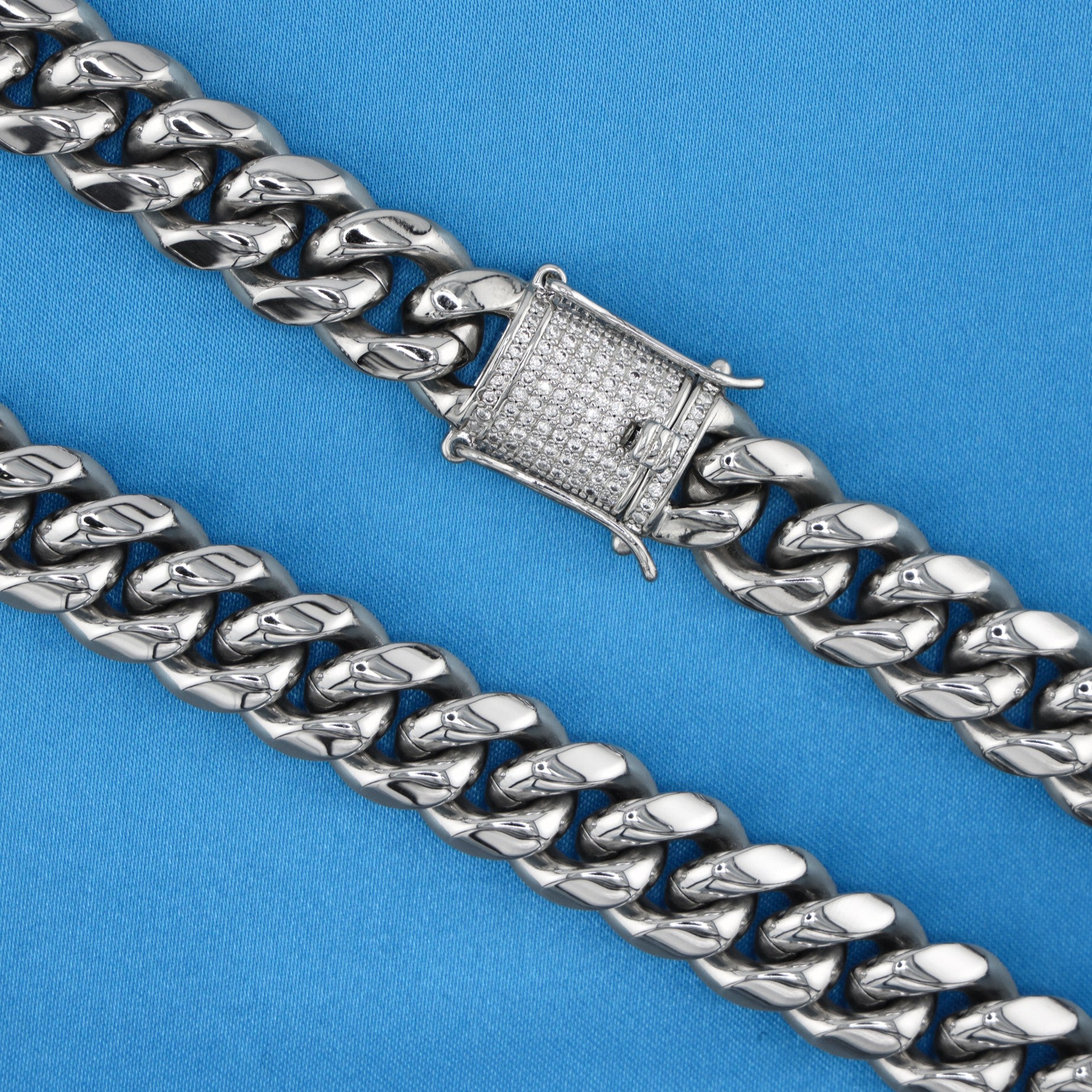 14mm Miami Cuban with the Iced Out Clasp Chain - Premium 316L Stainless
