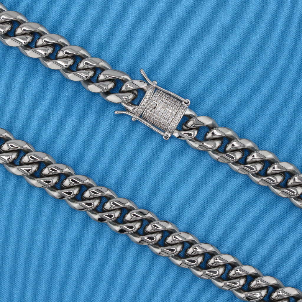 10mm Miami Cuban Chain (Iced Out Clasp) - Premium 316L Stainless