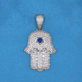 Iced Out Hamsah Pendant - 925 Silver