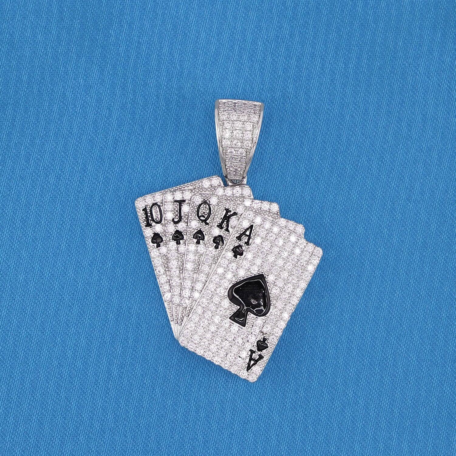 Iced Royal Flush Pendant - 925 Silver
