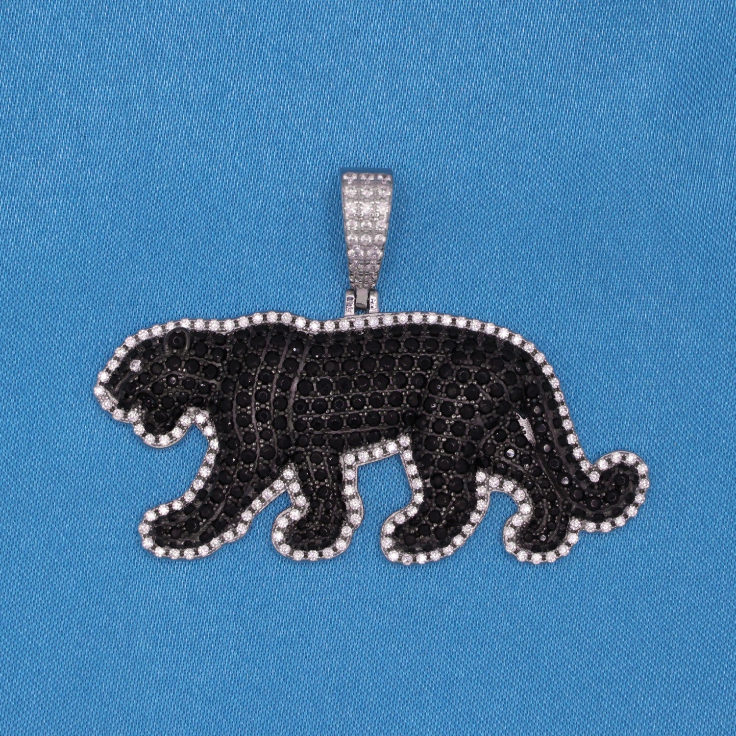 Iced Black Panther Pendant - 925 Silver