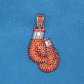 Iced Out Red Boxing Gloves Pendant - 925 Silver