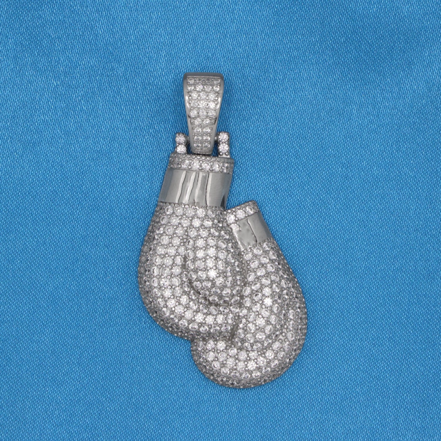 Iced Out Boxing Gloves Pendant - White Gold