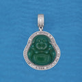 Green Buddha Baguette Pendant - 925 Silver
