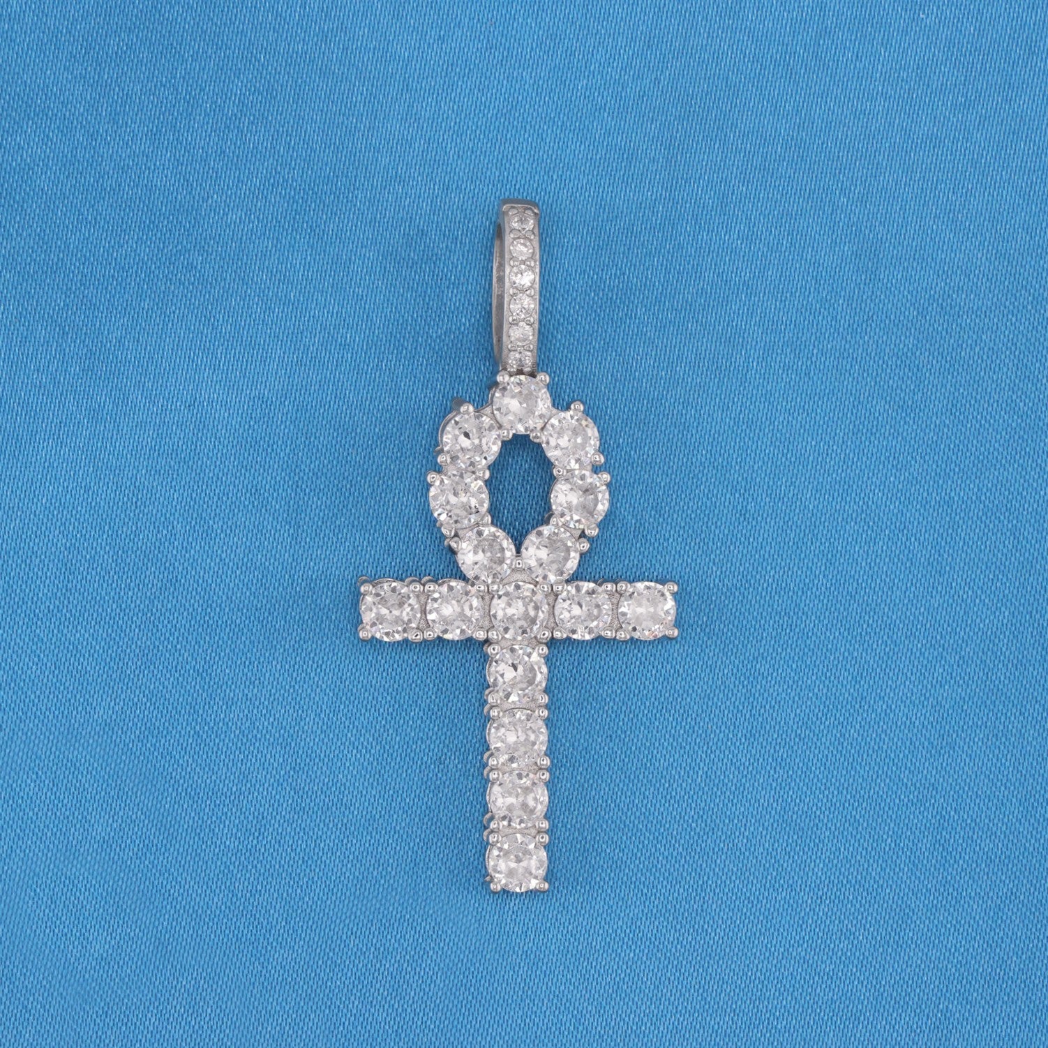 Diamond Ankh Cross Pendant - 925 Silver