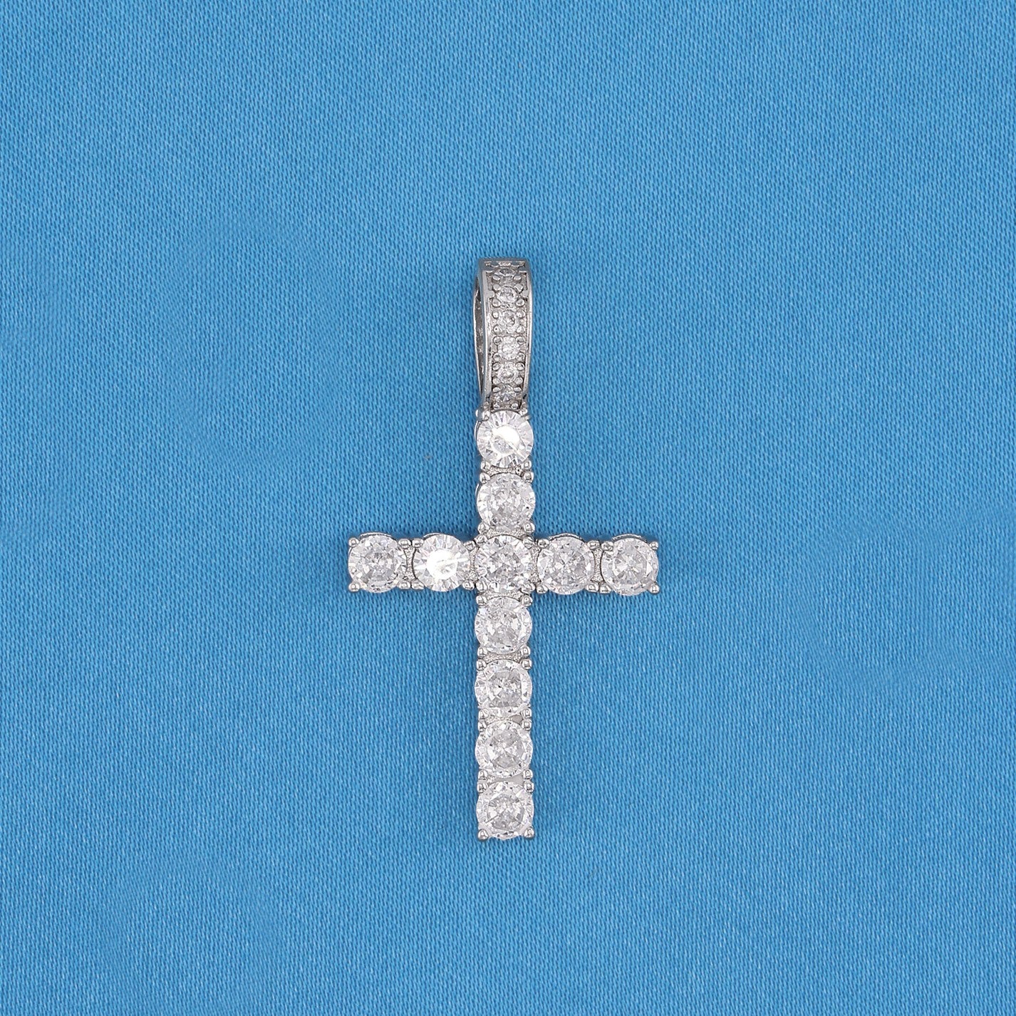 Small Diamond Cross Pendant - White Gold