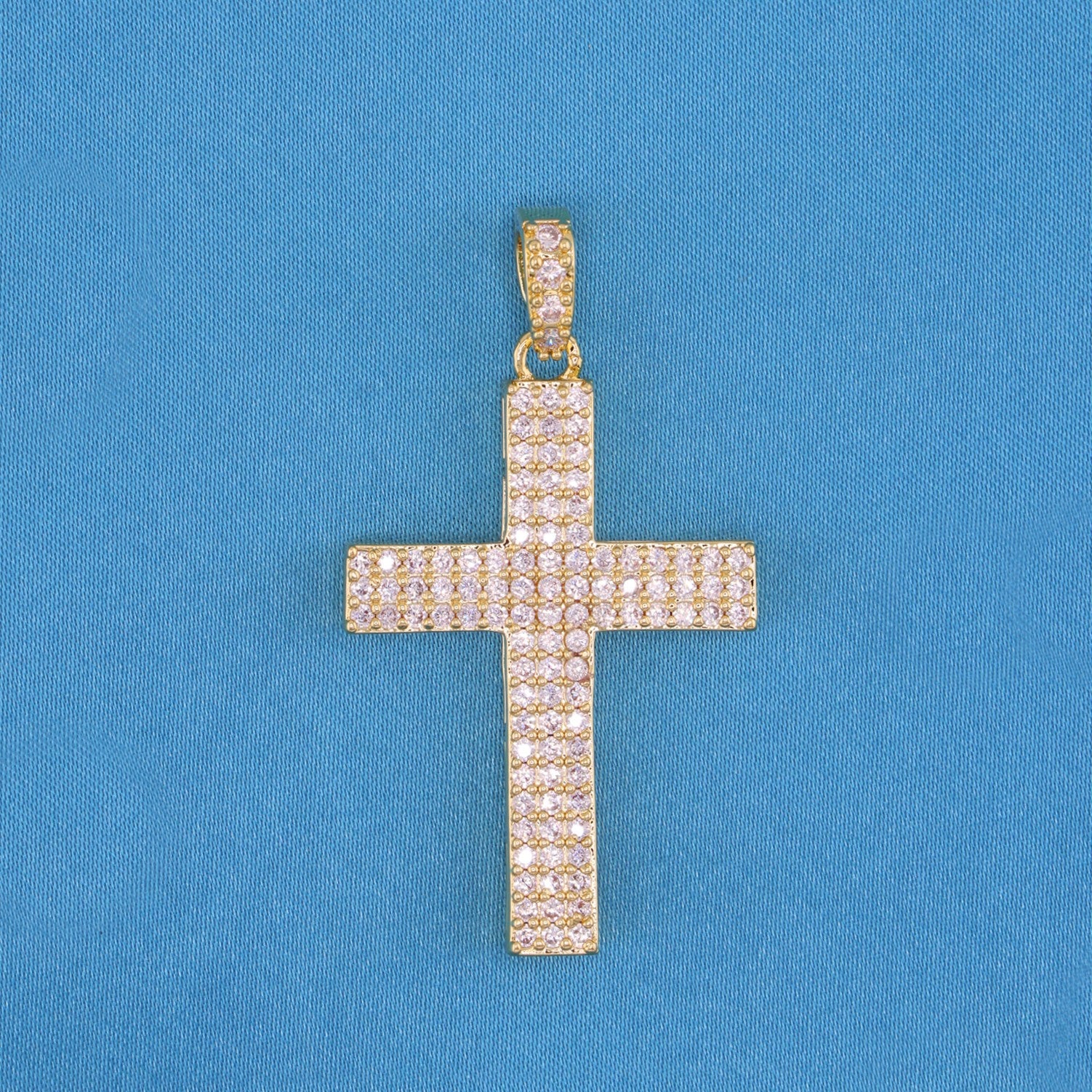 Pave Diamond Cross Pendant - Gold