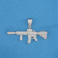 AR-15 Gun Pendant - White Gold