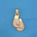 Iced Out Boxing Gloves Pendant - Gold