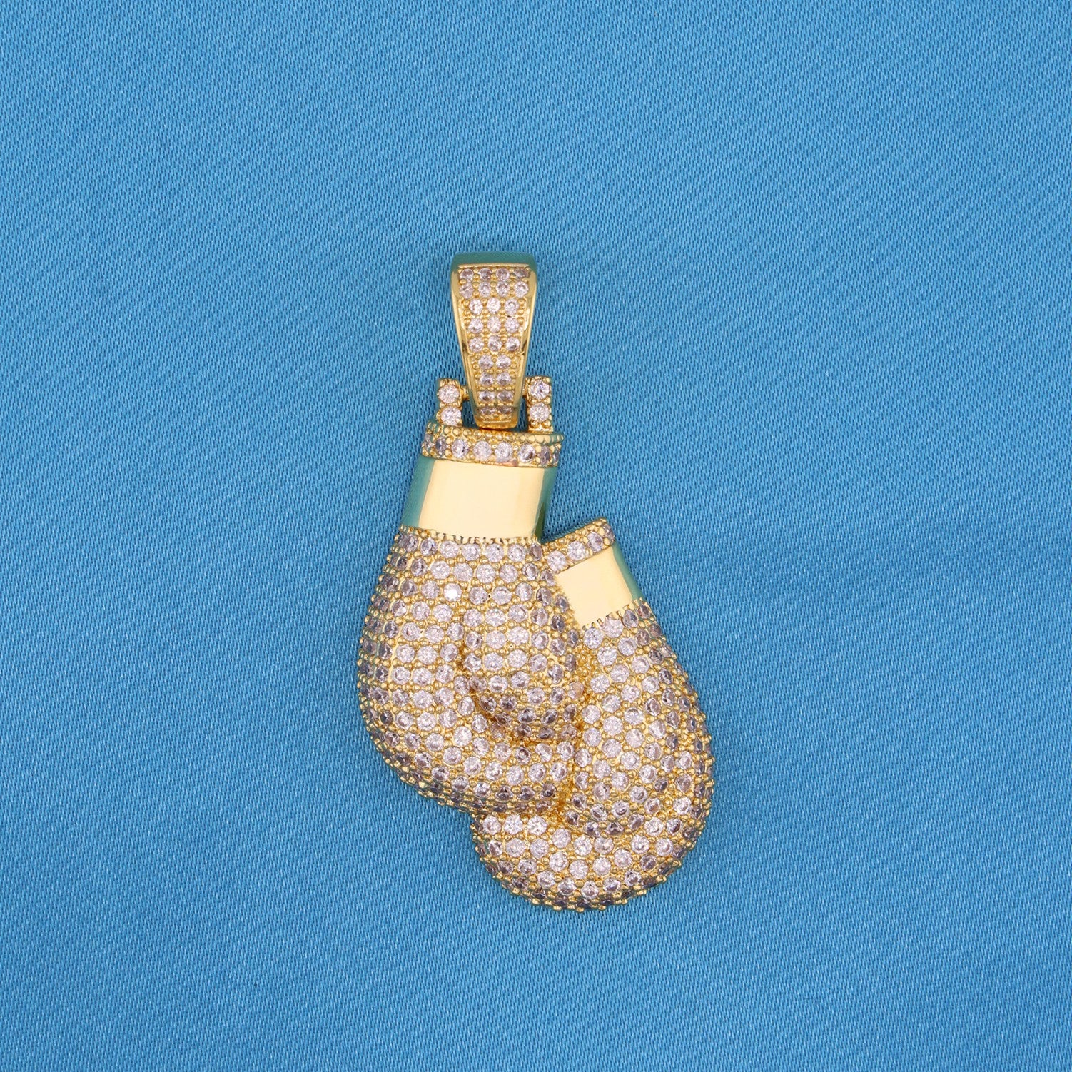 Iced Out Boxing Gloves Pendant - Gold