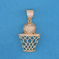 Iced Out Basketball Hoop Pendant - Gold