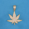 Iced Out Weed Leaf Pendant - Gold