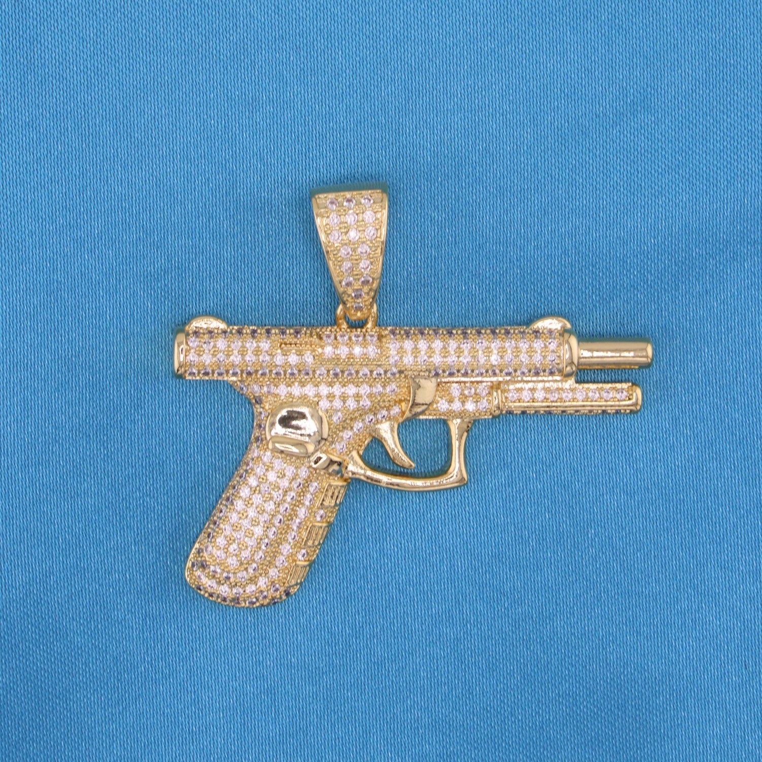 Iced Out Handgun pendant - Gold