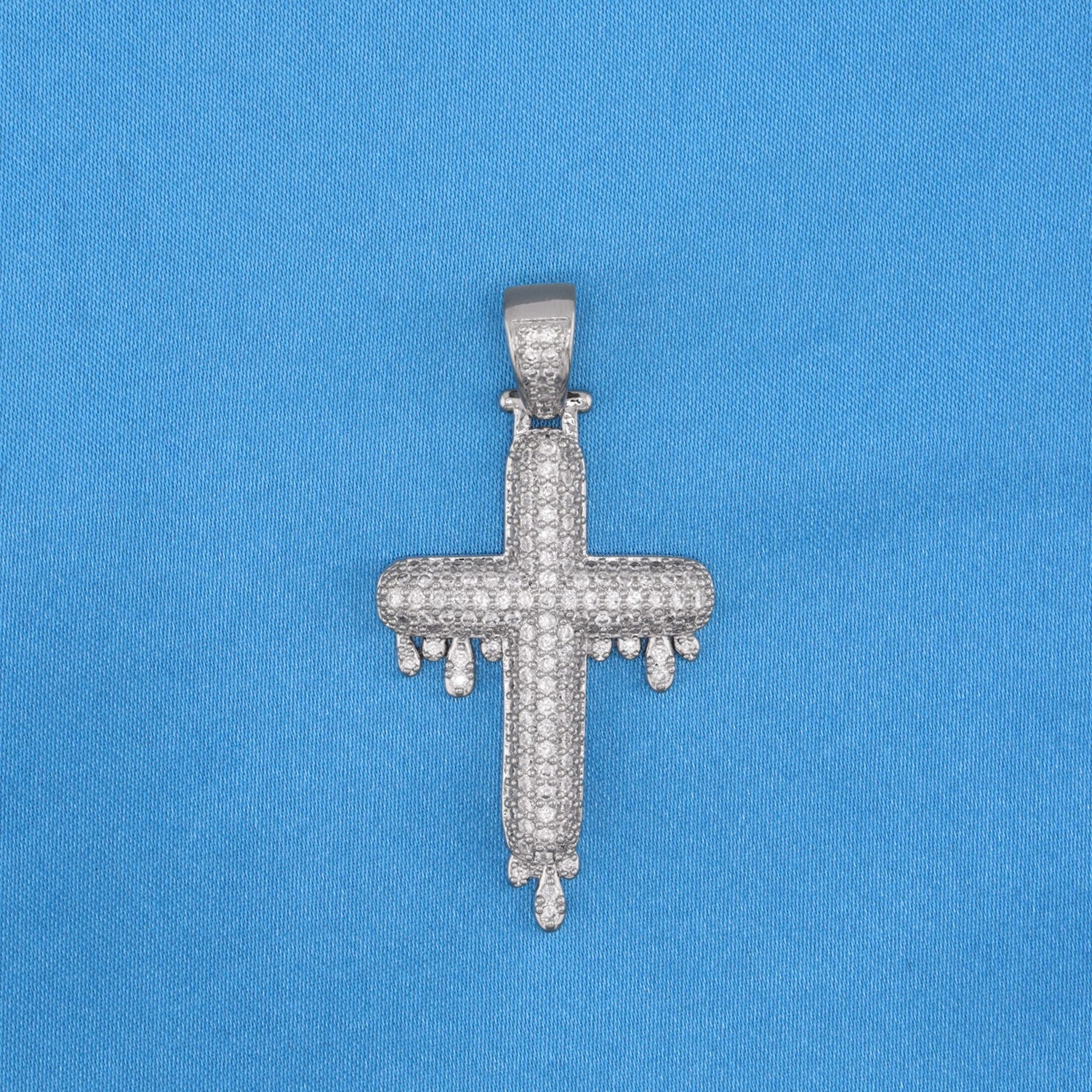 Drip Cross Pendant - White Gold