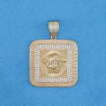 Iced Medusa Square Greek Pendant - Gold